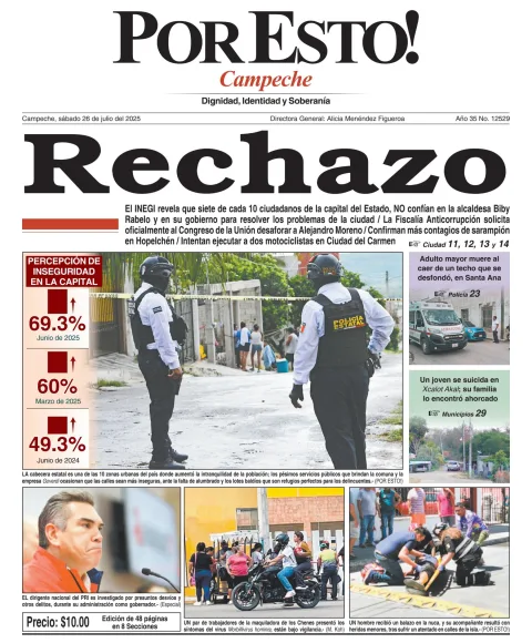 Portada de Por Esto (campeche) del sábado, 26 de julio de 2025