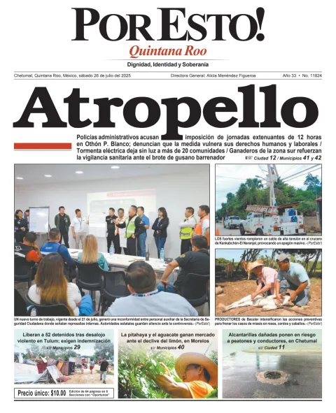 Portada de Por Esto (quintana Roo Chetumal) del sábado, 26 de julio de 2025