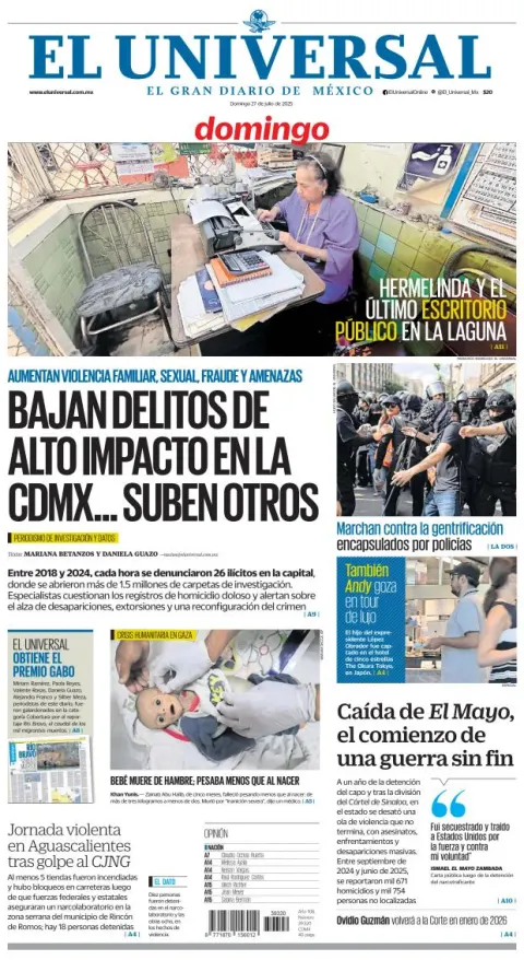Portada de El Universal