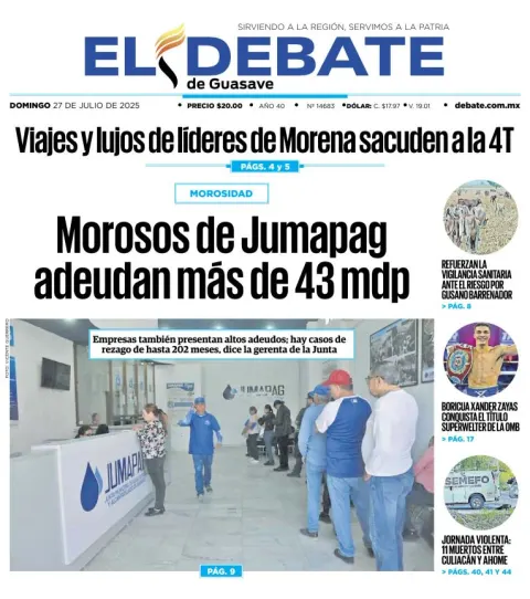 Portada de El Debate de Guasave