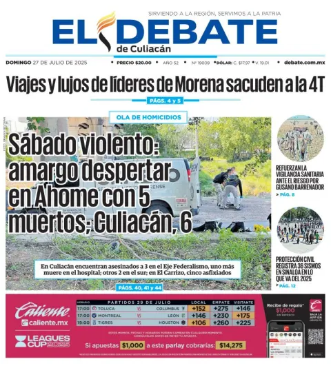 Portada de El Debate de Culiacan