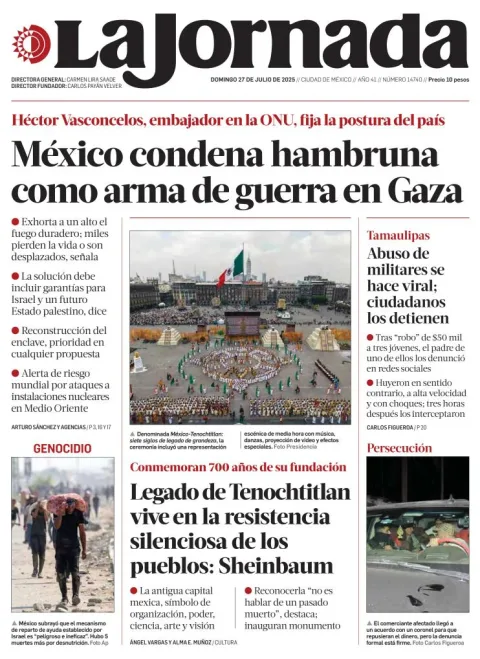 Portada de La Jornada