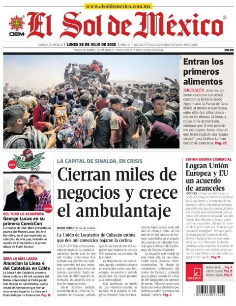 Portada de El Sol de Mexico