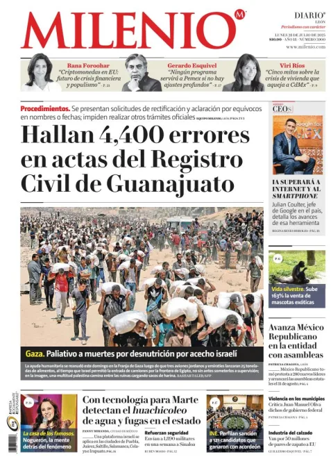 Portada de Milenio Leon del lunes, 28 de julio de 2025