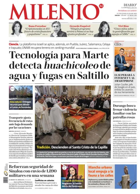 Portada de Milenio Laguna del lunes, 28 de julio de 2025