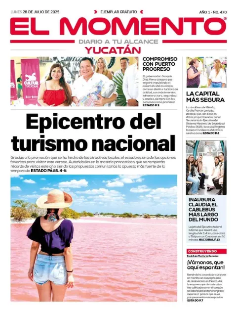 Portada de El Momento Yucatan del lunes, 28 de julio de 2025