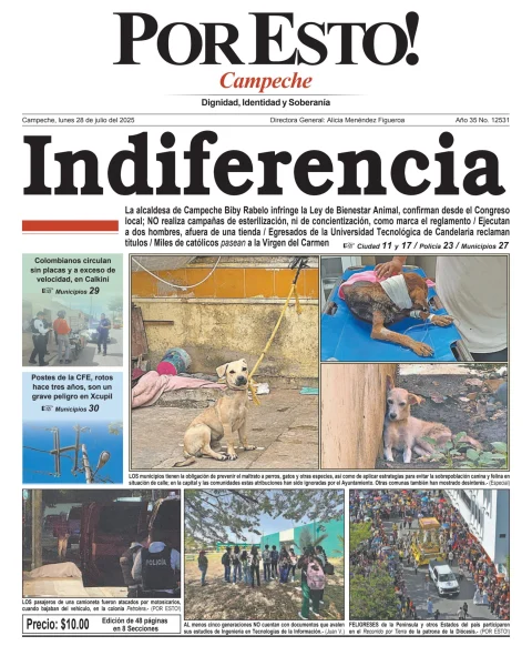 Portada de Por Esto (campeche) del lunes, 28 de julio de 2025