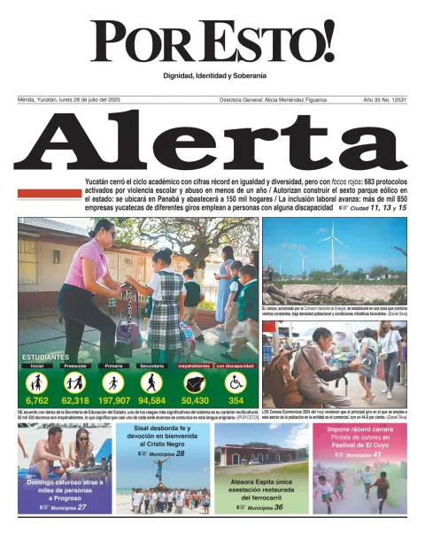 Portada de Por Esto (merida, Yucatan) del lunes, 28 de julio de 2025