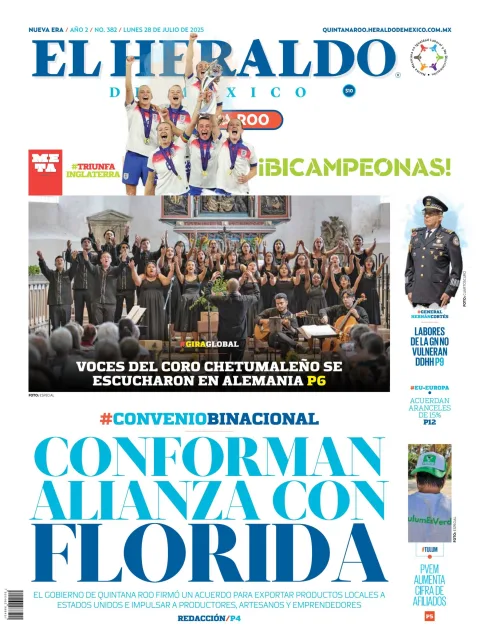 Portada de El Heraldo de Mexico - Quintana Roo del lunes, 28 de julio de 2025