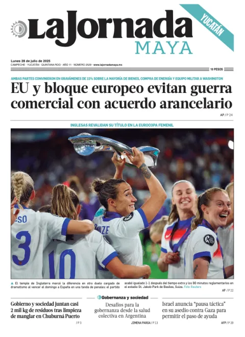 Portada de La Jornada Maya Yucatán del lunes, 28 de julio de 2025