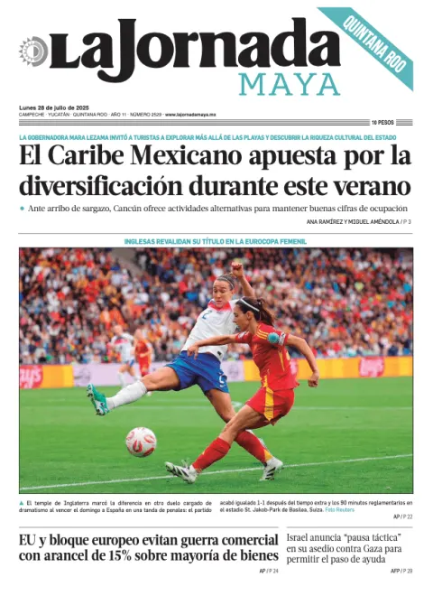 Portada de La Jornada Maya Quintana Roo del lunes, 28 de julio de 2025