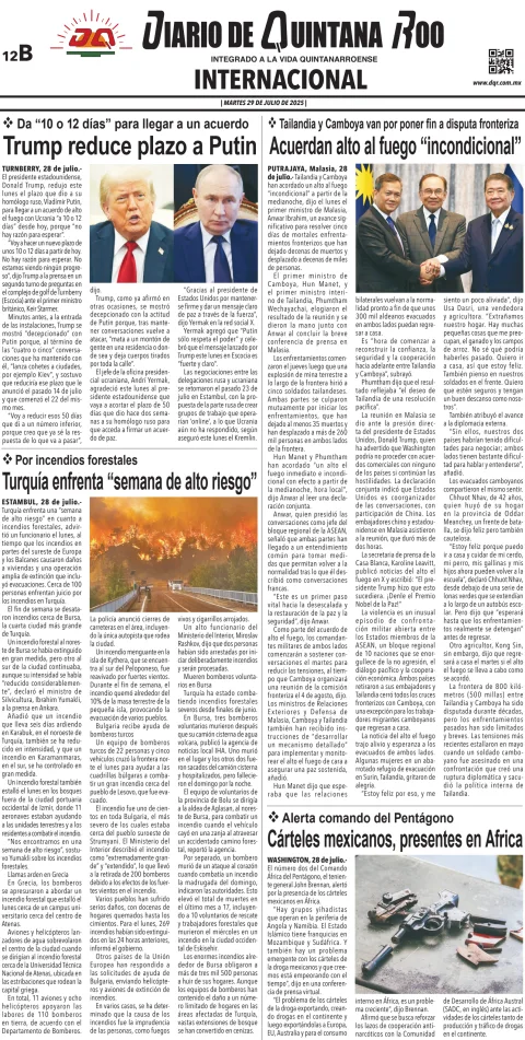 Portada de Diario de Quintana Roo (contra Portada)