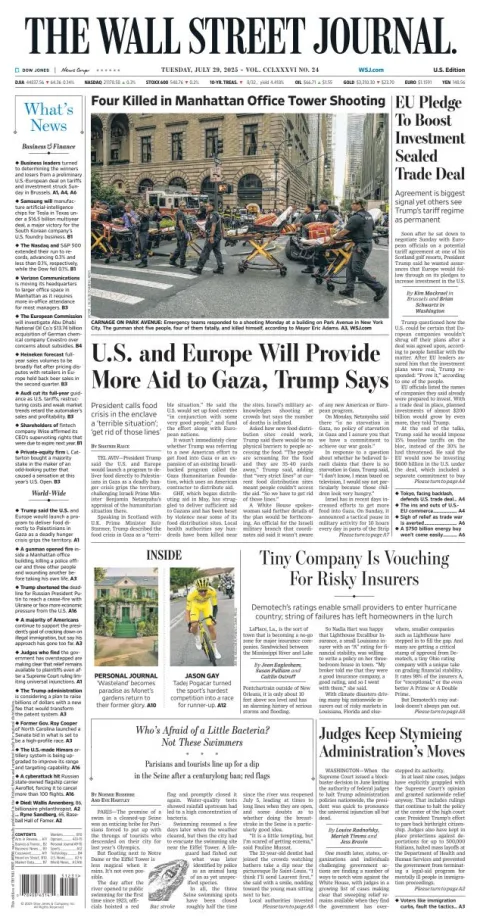 Portada de The Wall Street Journal