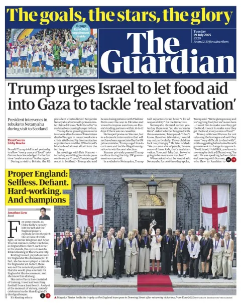 Portada de The Guardian (reino Unido)