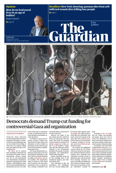 Portada de The Guardian (usa)