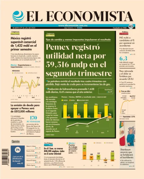 Portada de El Economista del martes, 29 de julio de 2025