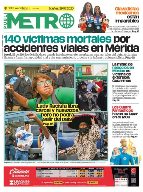 Portada de Publimetro Merida del martes, 29 de julio de 2025