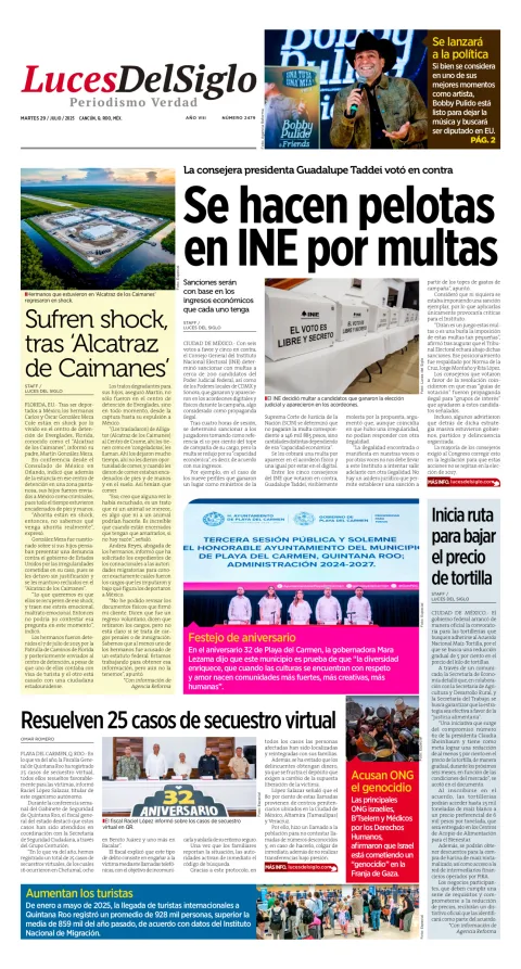 Portada de Luces del Siglo del martes, 29 de julio de 2025