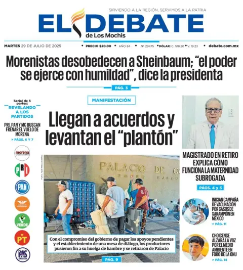 Portada de El Debate de los Mochis del 2025-07-29