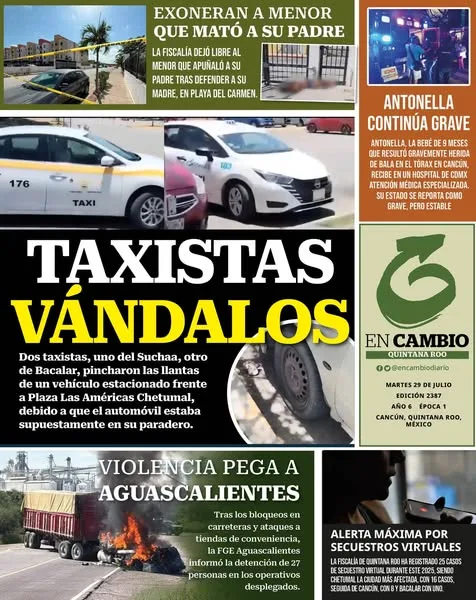 Portada de En Cambio - Quintana Roo (contraportada) del martes, 29 de julio de 2025