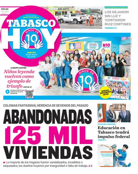 Portada de Tabasco Hoy del 2025-07-29