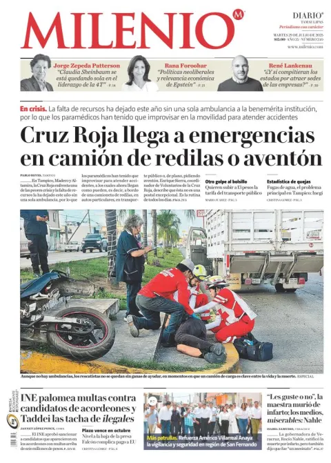 Portada de Milenio Tamaulipas del martes, 29 de julio de 2025