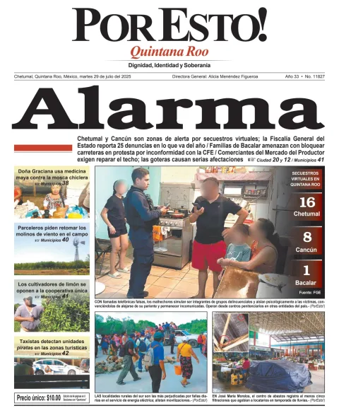 Portada de Por Esto (quintana Roo Chetumal) del martes, 29 de julio de 2025