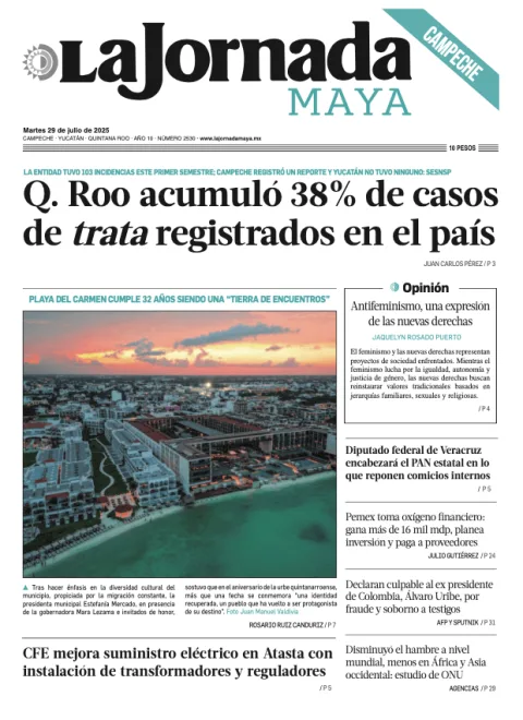 Portada de La Jornada Maya Campeche del martes, 29 de julio de 2025