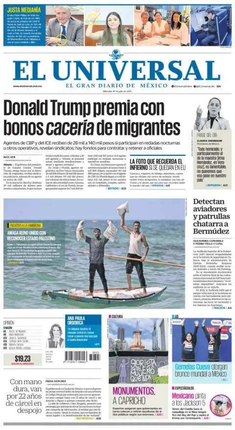 Portada de El Universal