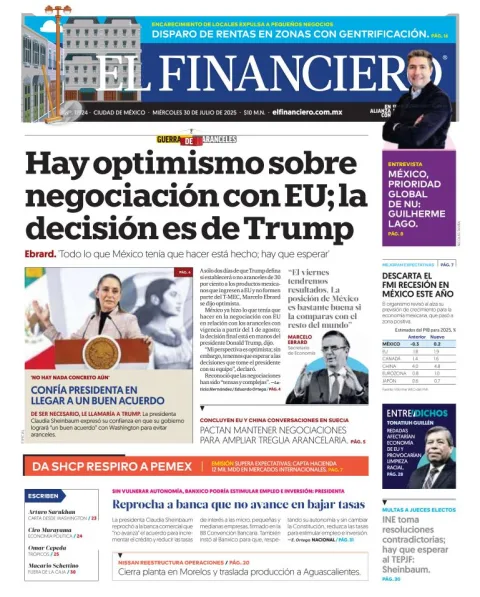 Portada de El Financiero