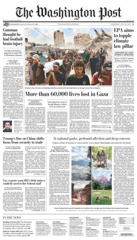Portada de The Washington Post del miércoles, 30 de julio de 2025