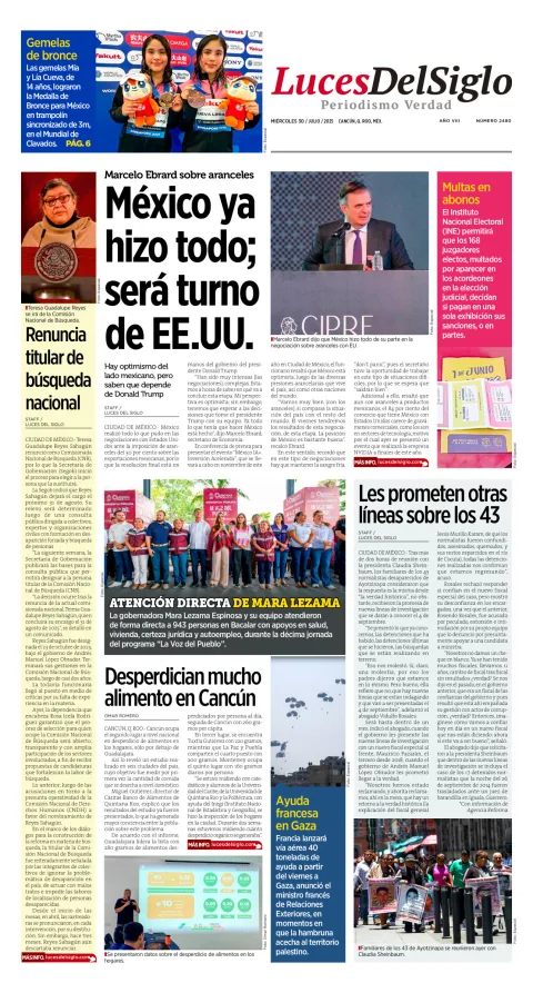 Portada de Luces del Siglo del miércoles, 30 de julio de 2025