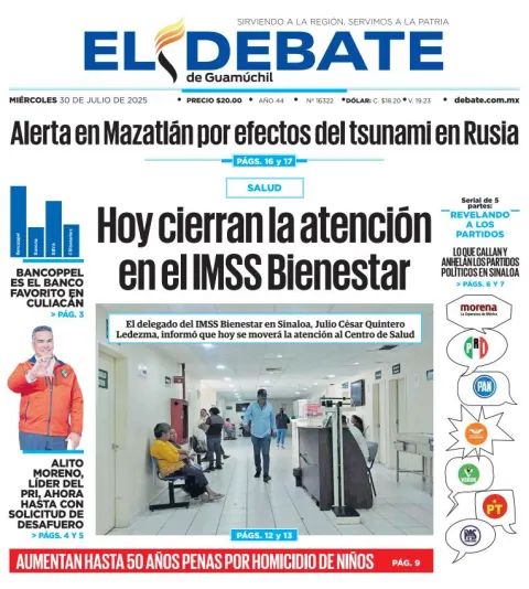 Portada de El Debate de Guamuchil del 2025-07-30