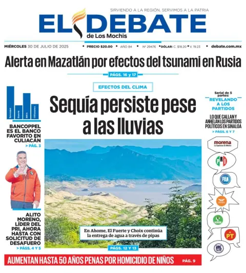 Portada de El Debate de los Mochis del 2025-07-30