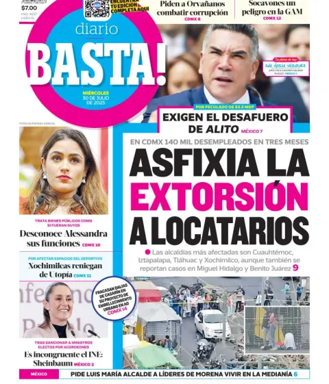 Portada de Basta del miércoles, 30 de julio de 2025