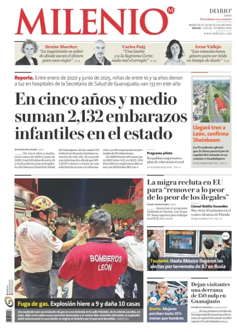 Portada de Milenio Leon del miércoles, 30 de julio de 2025