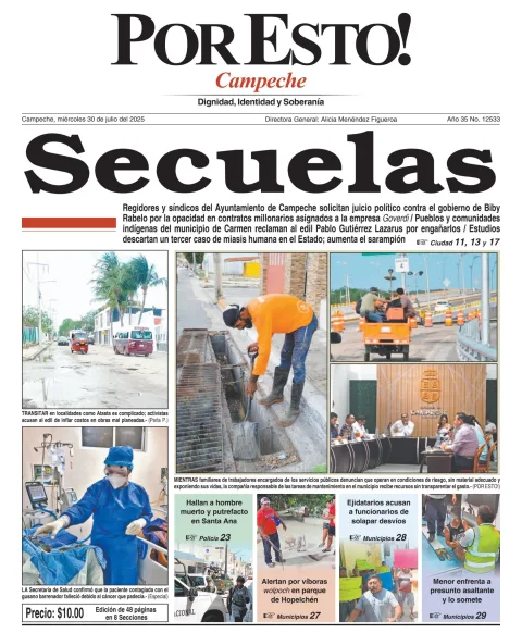 Portada de Por Esto (campeche) del miércoles, 30 de julio de 2025