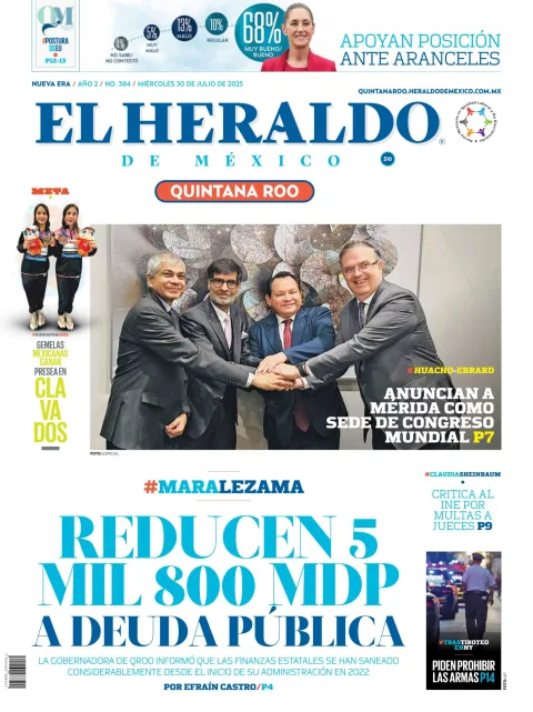 Portada de El Heraldo de Mexico - Quintana Roo del miércoles, 30 de julio de 2025