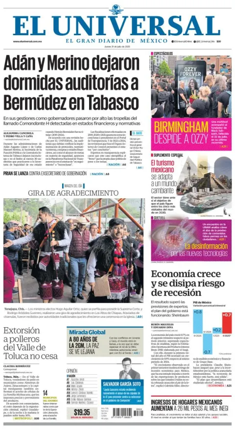 Portada de El Universal