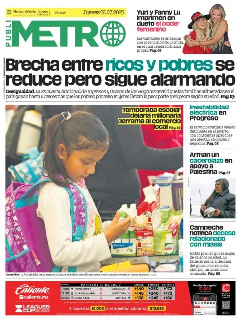 Portada de Publimetro Merida del jueves, 31 de julio de 2025