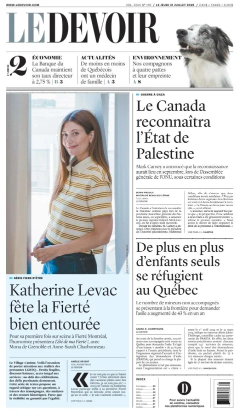 Portada de Le Devoir del 2025-07-31