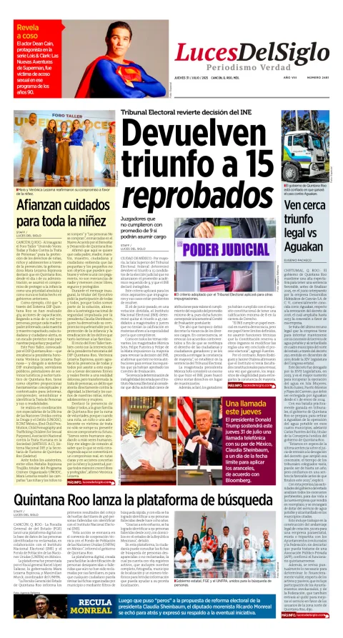 Portada de Luces del Siglo del jueves, 31 de julio de 2025