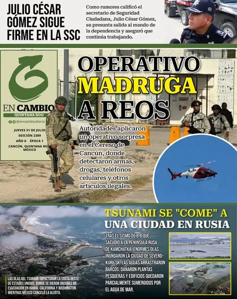 Portada de En Cambio - Quintana Roo (contraportada) del jueves, 31 de julio de 2025