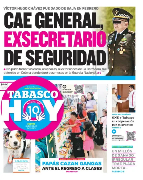 Portada de Tabasco Hoy del 2025-07-31