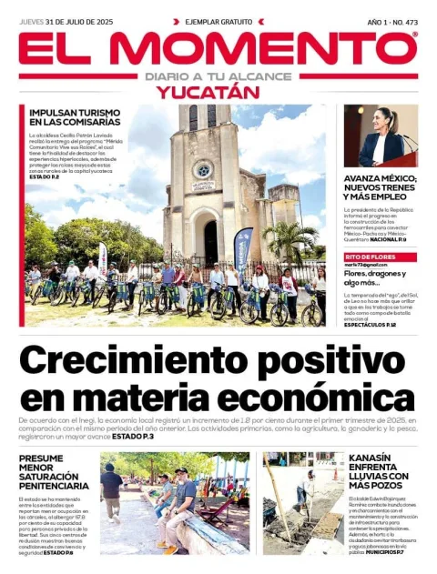 Portada de El Momento Yucatan del jueves, 31 de julio de 2025