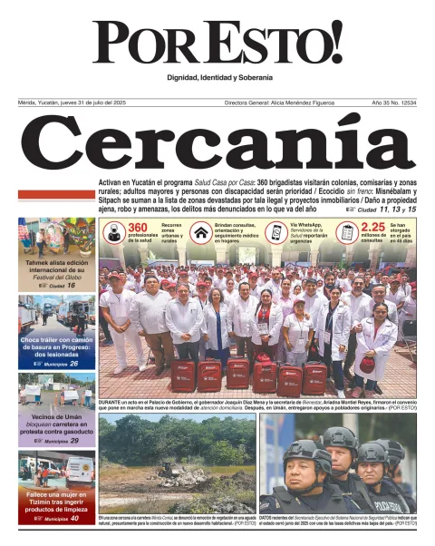 Portada de Por Esto (merida, Yucatan) del jueves, 31 de julio de 2025