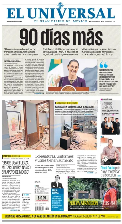 Portada de El Universal