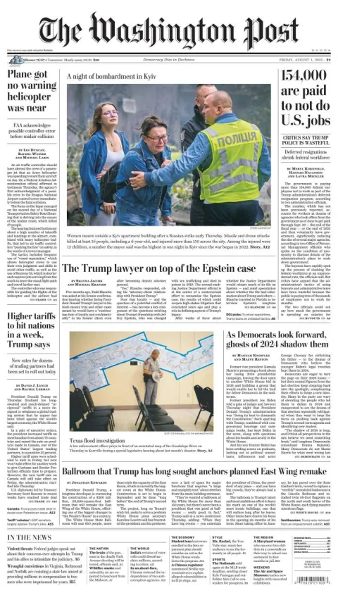 Portada de The Washington Post del viernes, 1 de agosto de 2025
