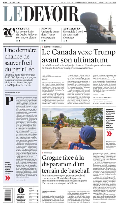 Portada de Le Devoir