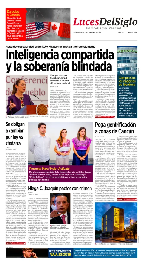 Portada de Luces del Siglo del viernes, 1 de agosto de 2025